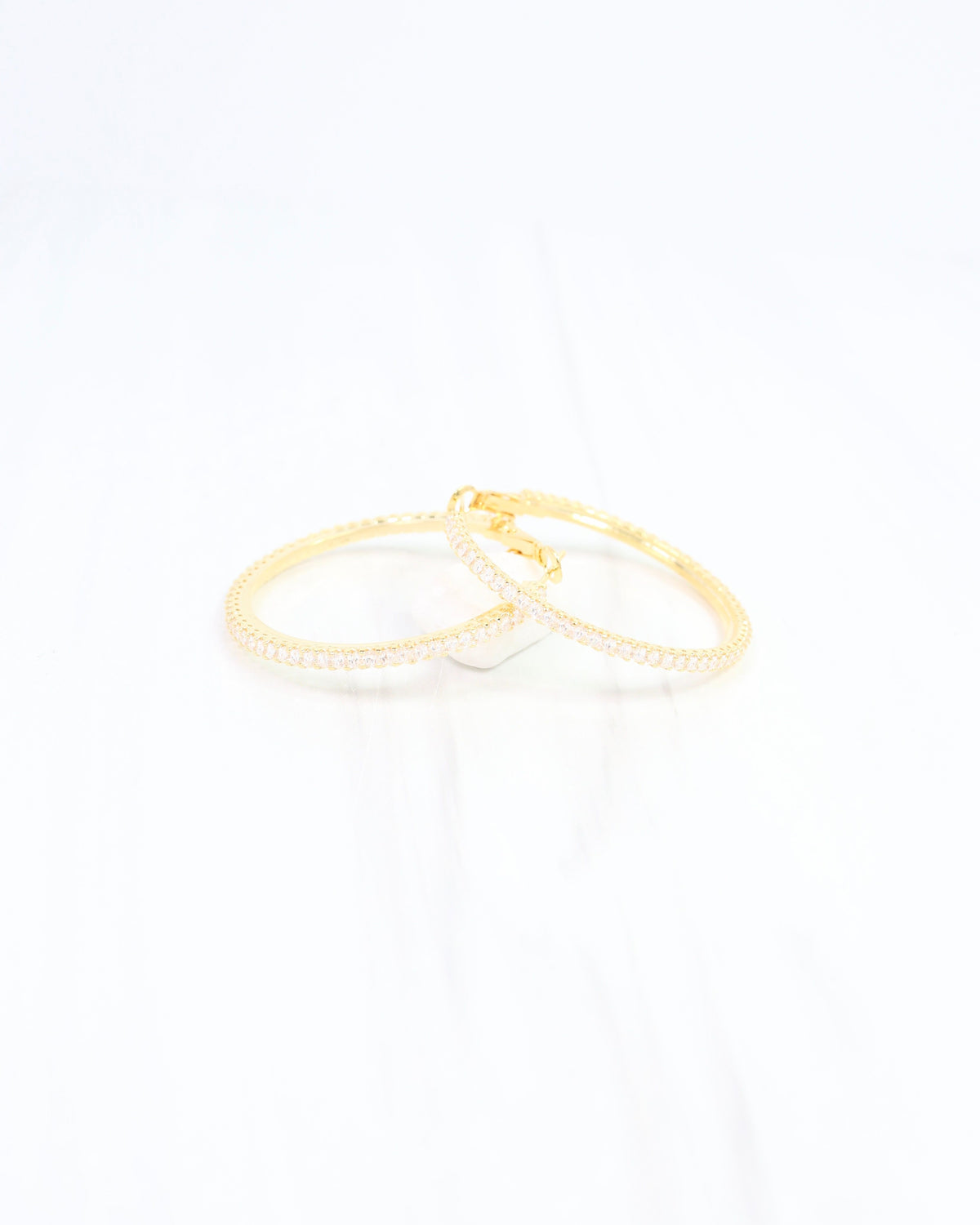 Tegan CZ Lined Hoop Earring WR Gold