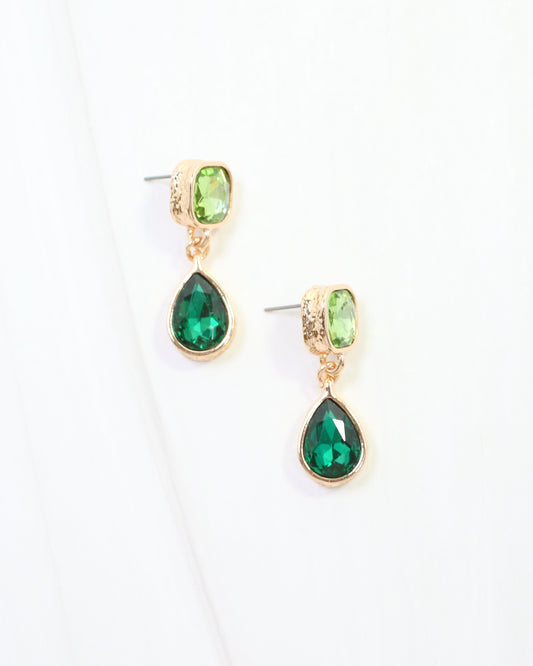 Roxanne Rhinestone Drop Earring Emerald
