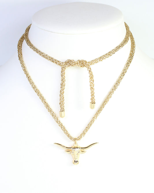 Corie Cord Necklace Bull Gold