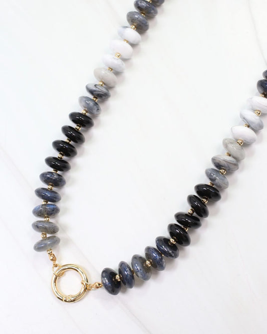 Fort Kent Stone Beaded Toggle Necklace Black Mix