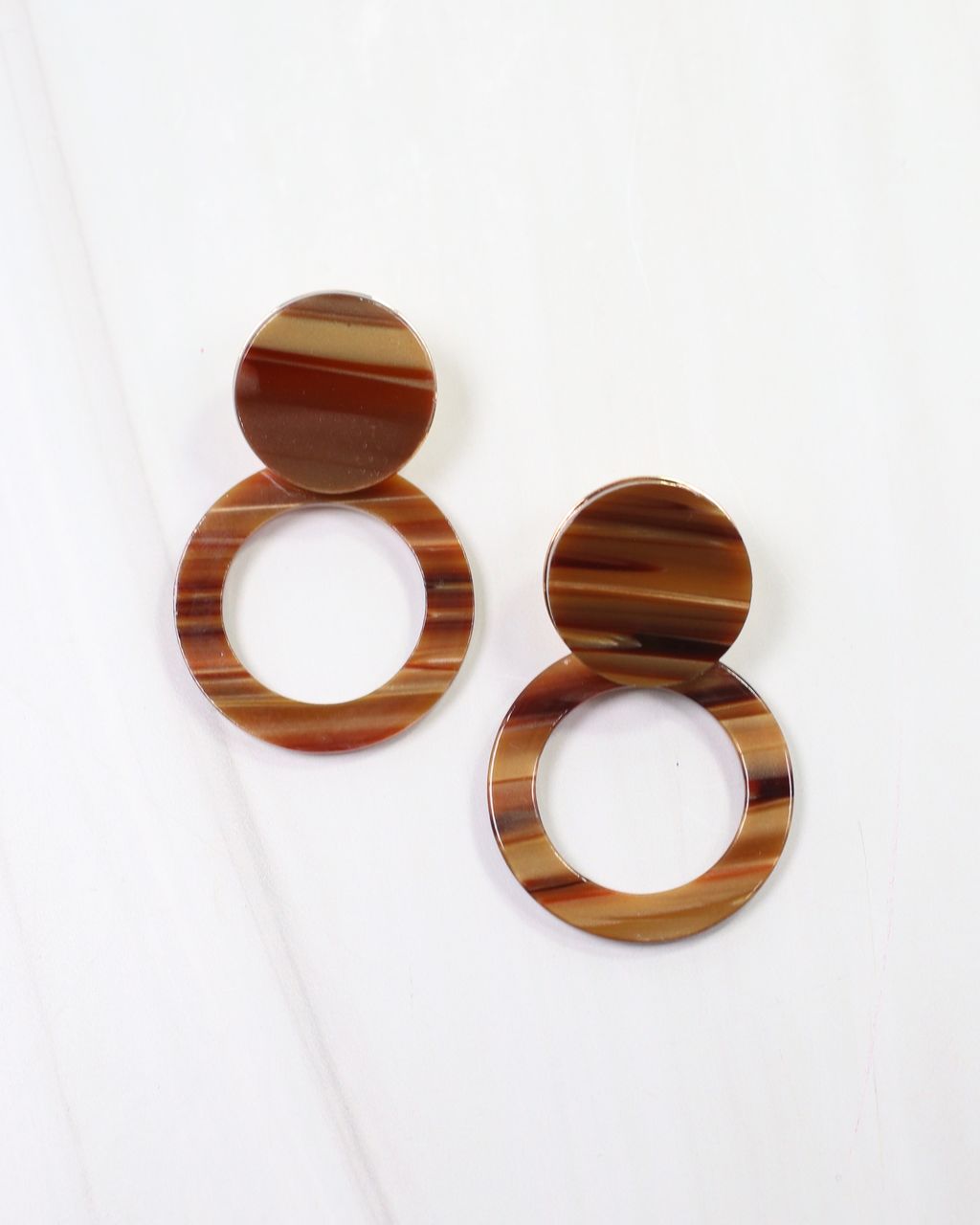 Bentlee Circle Drop Earring Brown