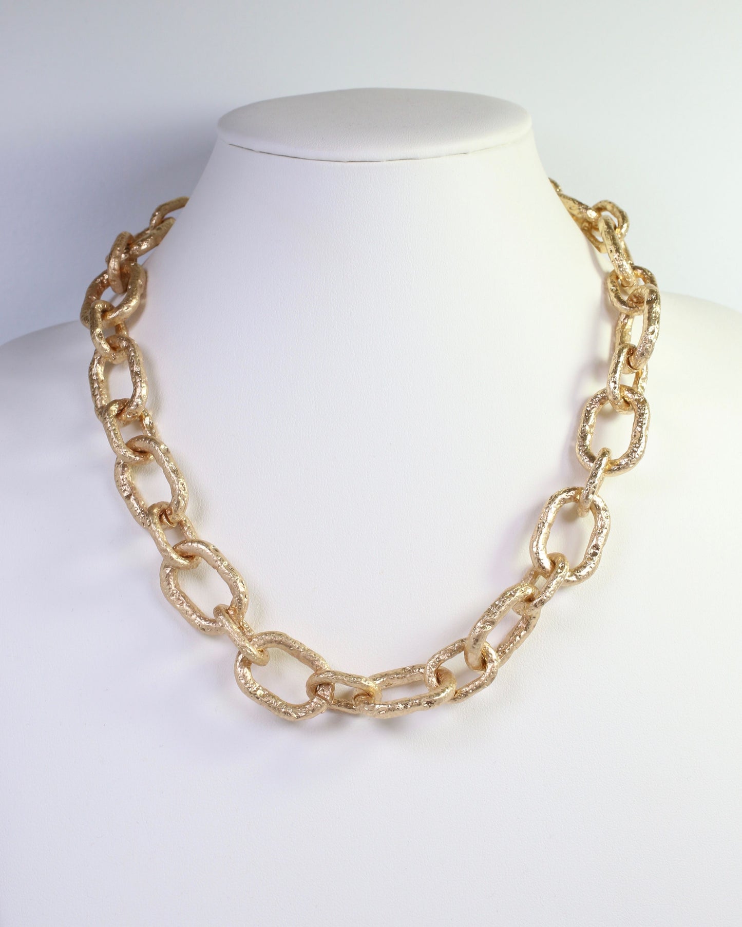 Ailani Hammered Link Necklace Worn Gold