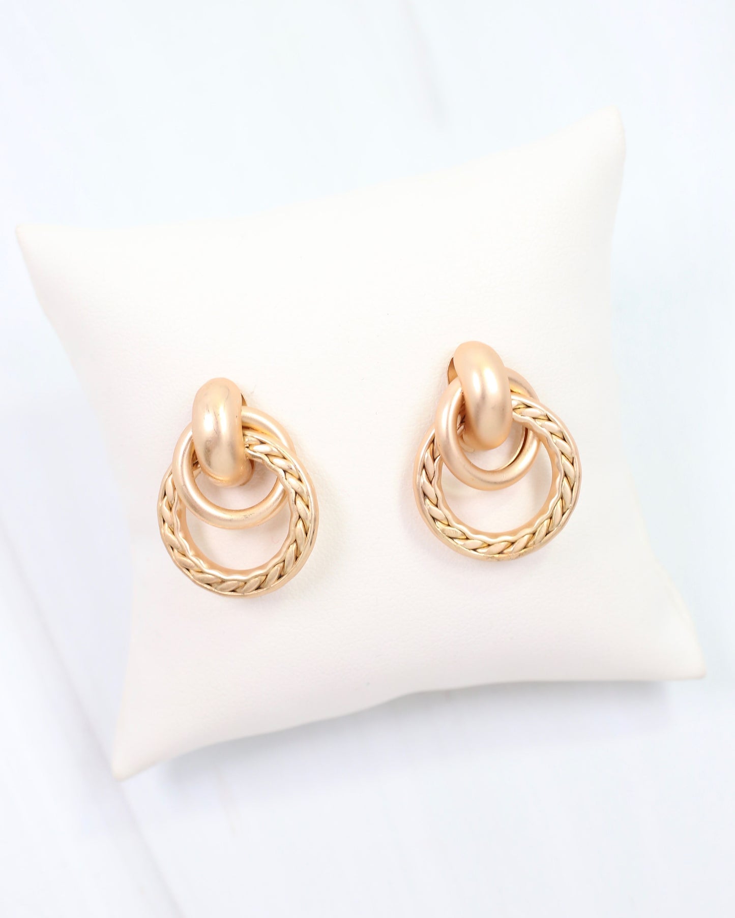 Coosa Twisted Double Loop Earring Matte Gold