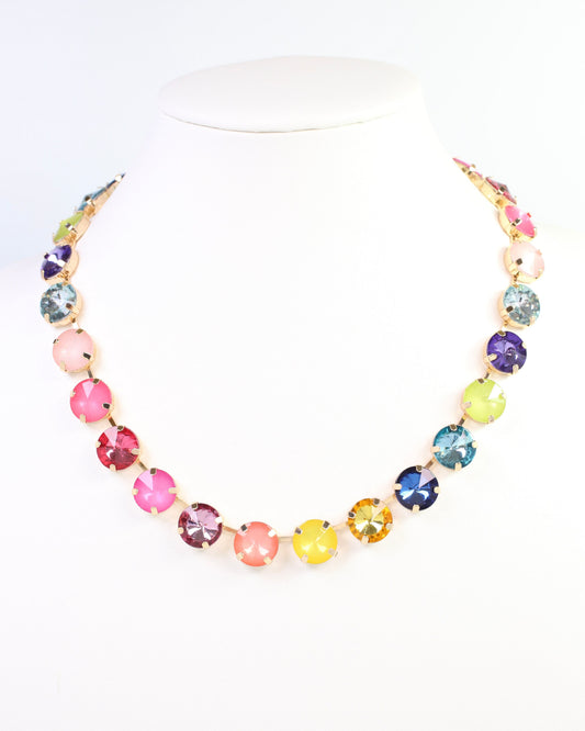 Shalimar Large Rhinestone Necklace Rainbow