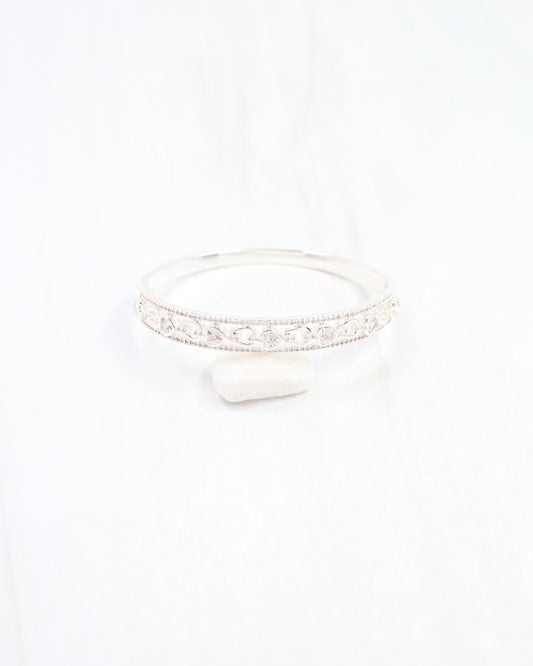 Rayna Horsebit CZ Bangle Bracelet WR Silver