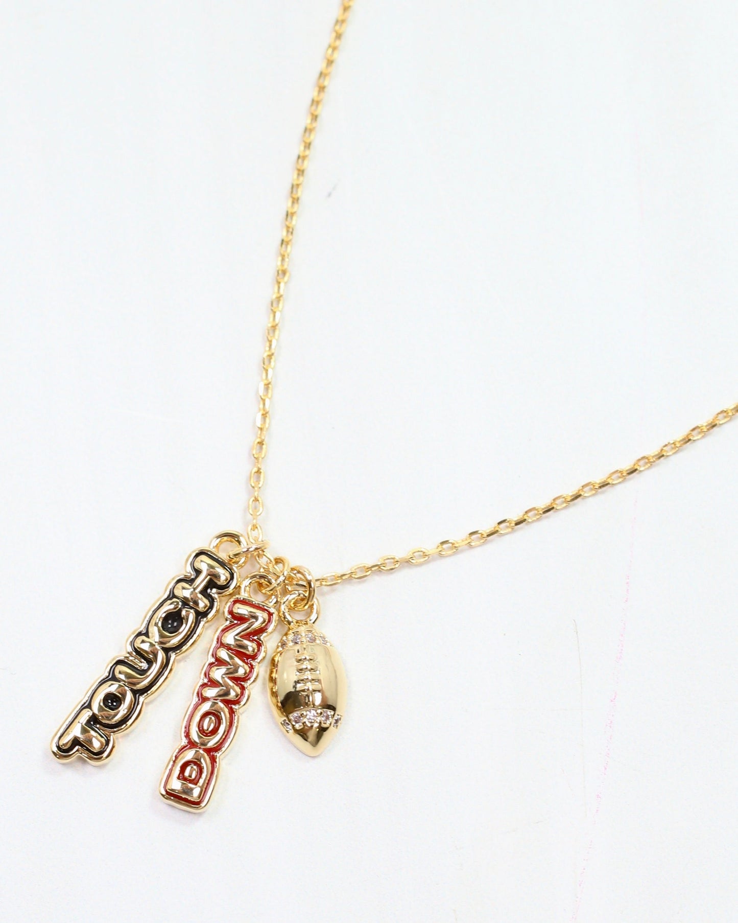 Enamel Touch Down Necklace Red Black