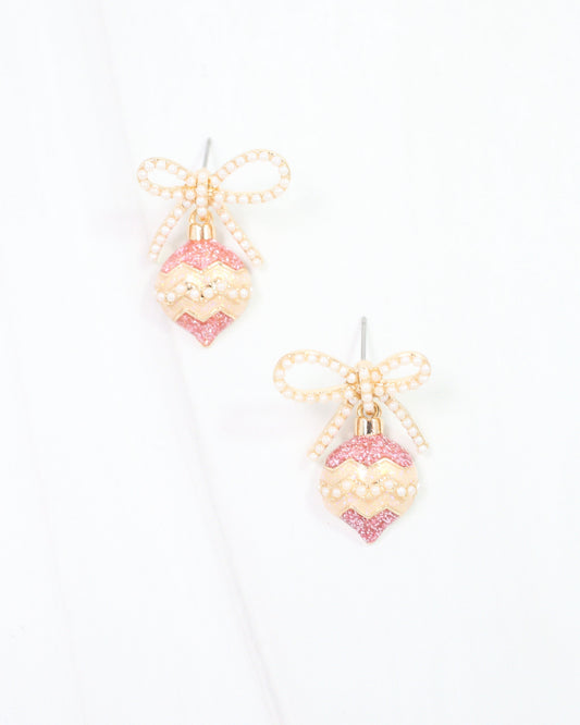 Festive Ornament Drop Earring Pink