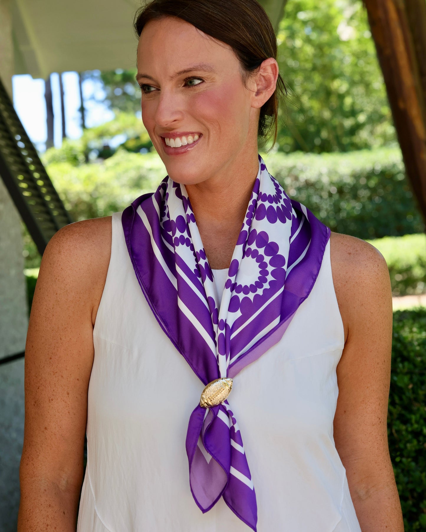 Lucy Floral Scarf Medium Purple White