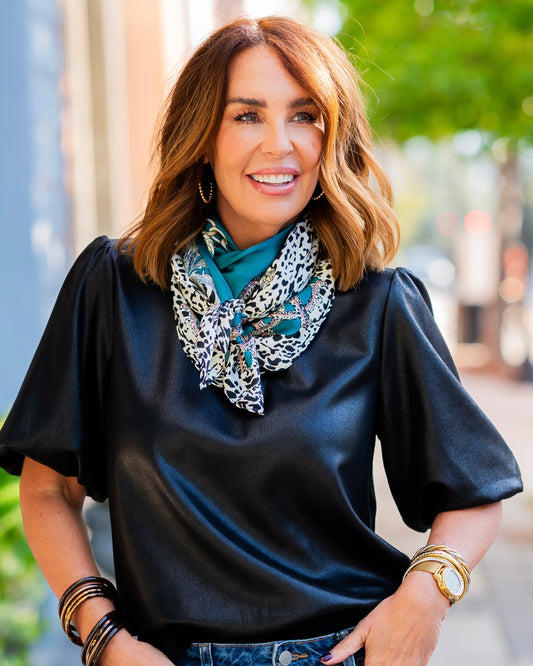 Louise Chain and Animal Print Scarf Teal
