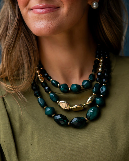 Adalee Beaded Necklace Green