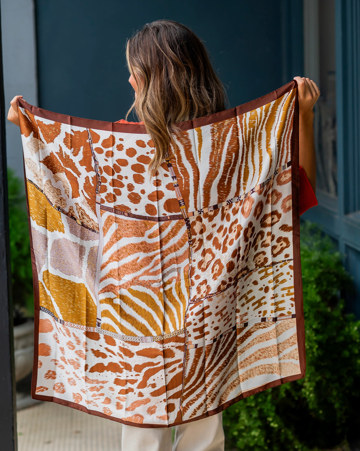 Ingals Animal Print Scarf Brown