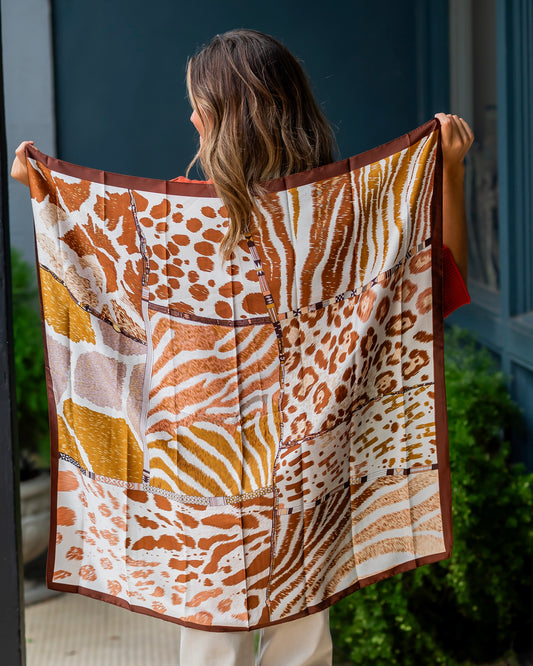 Ingals Animal Print Scarf Brown