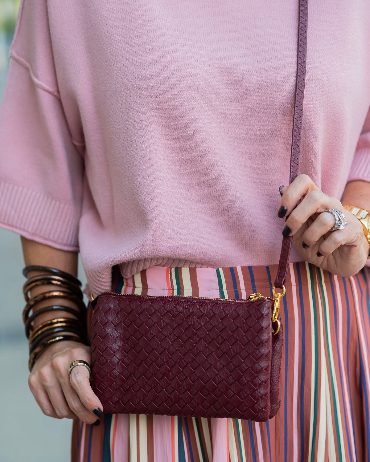 Liz Crossbody Bag Woven Burgundy