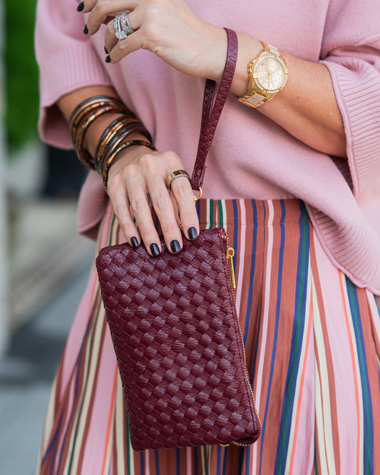 Liz Crossbody Bag Woven Burgundy
