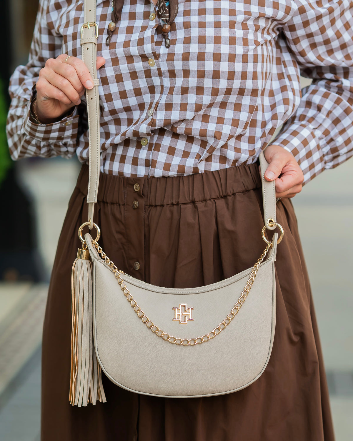 Mallory Crossbody with Tassel Stone