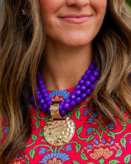 Larissa Beaded Necklace with Pendant Purple