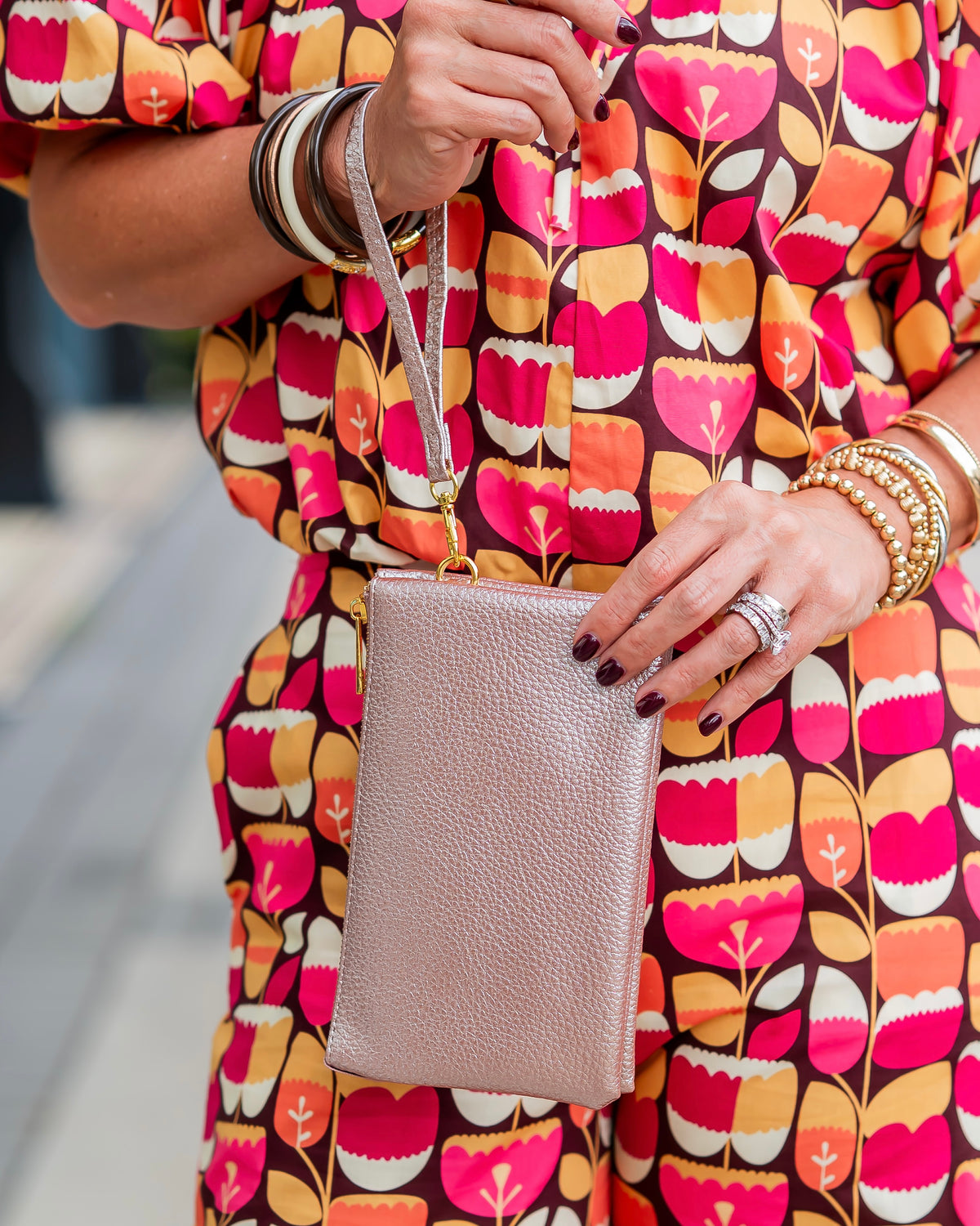 Liz Crossbody Bag Metallic Blush