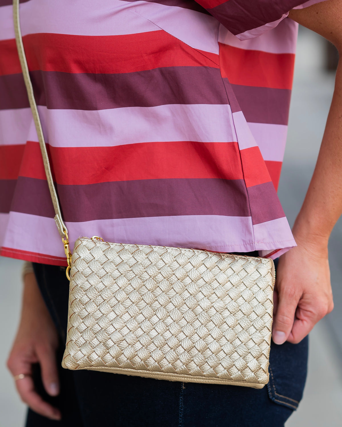 Liz Crossbody Bag Woven Gold