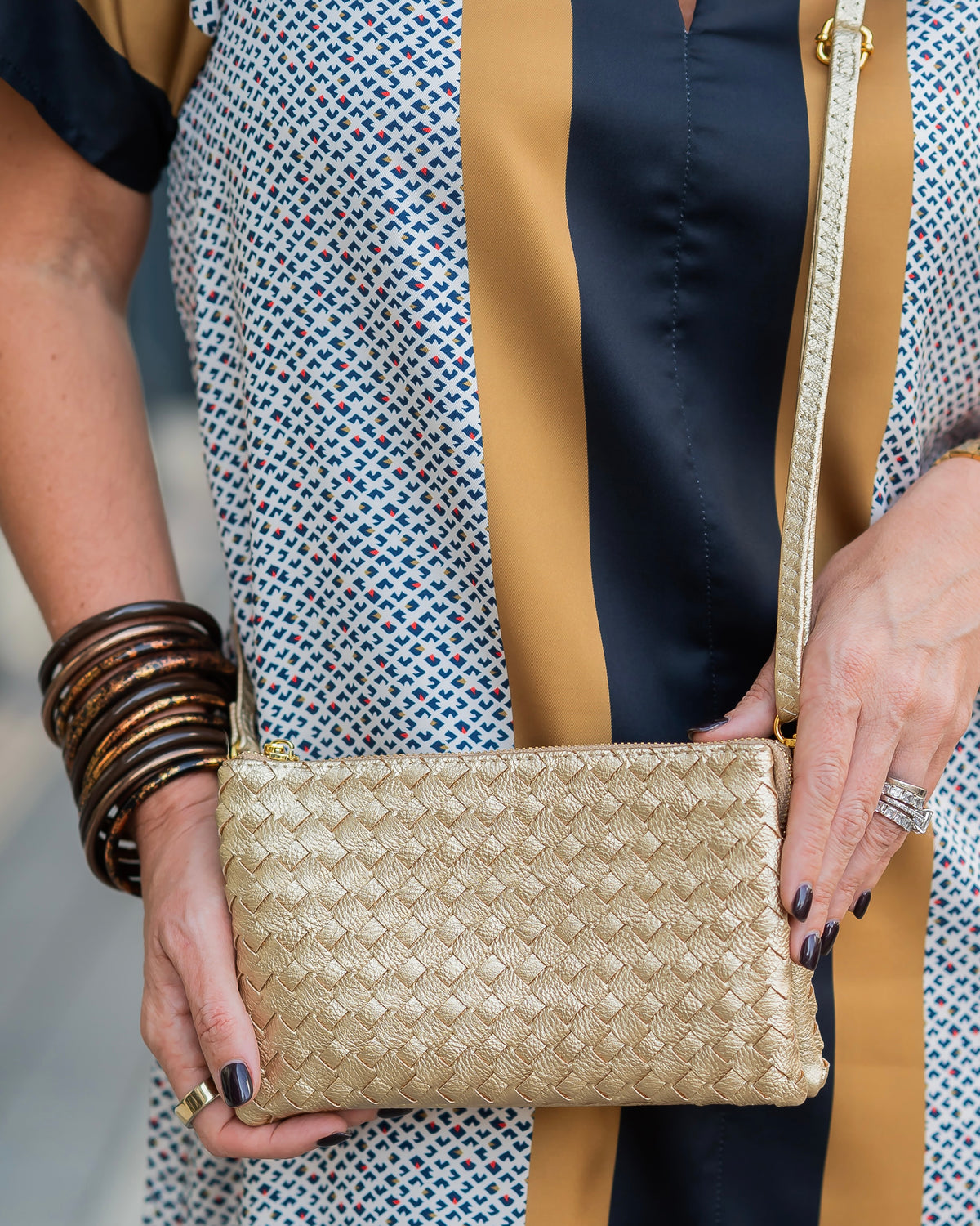 Liz Crossbody Bag Woven Gold