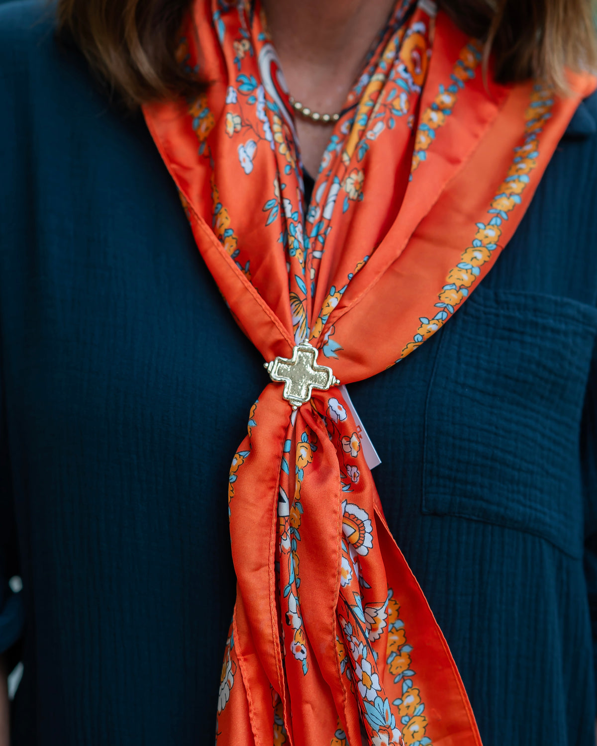 Lottie Paisley Print Scarf Orange