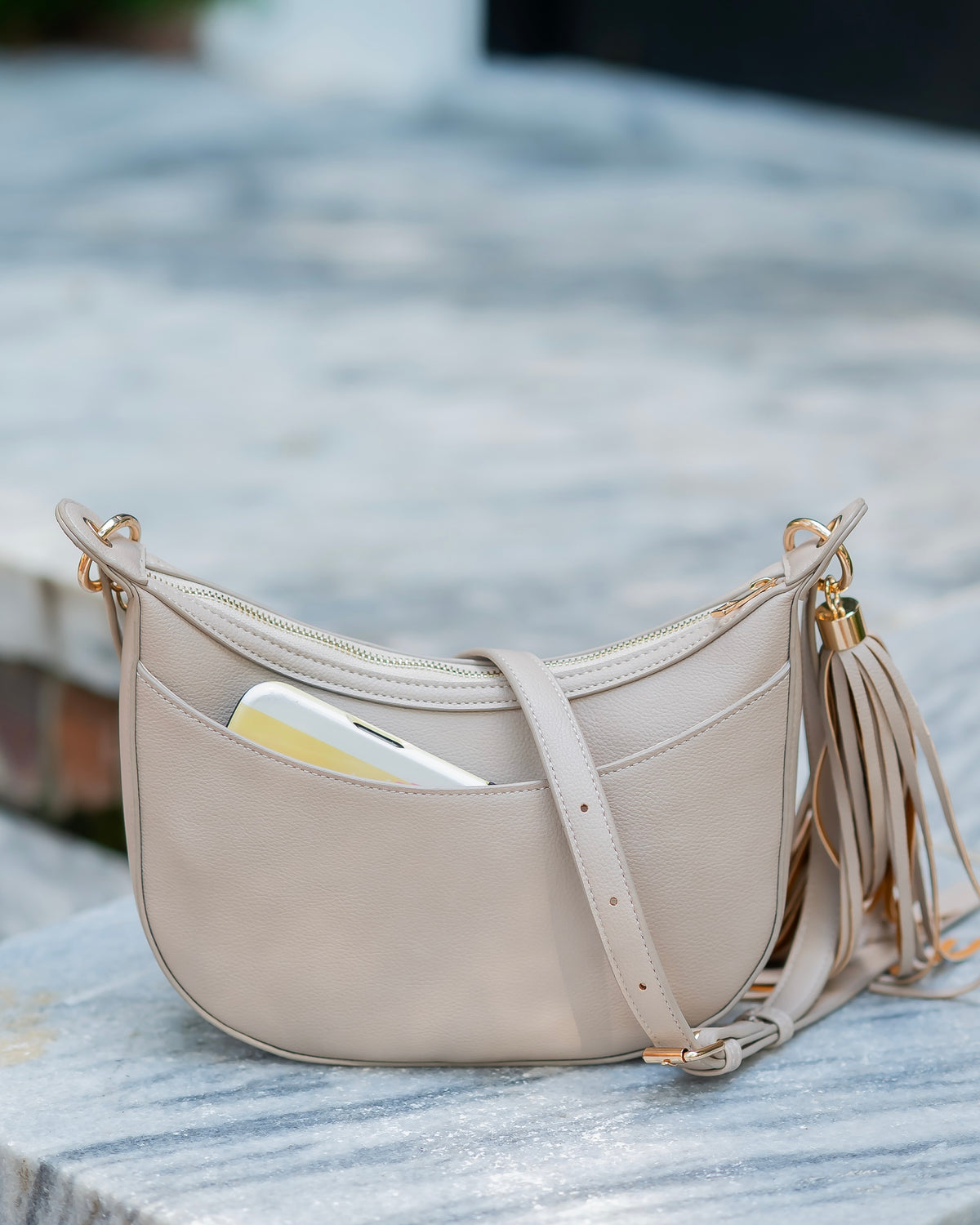 Mallory Crossbody with Tassel Stone