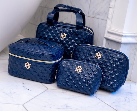 Makeup Bag Bundle Navy Patent