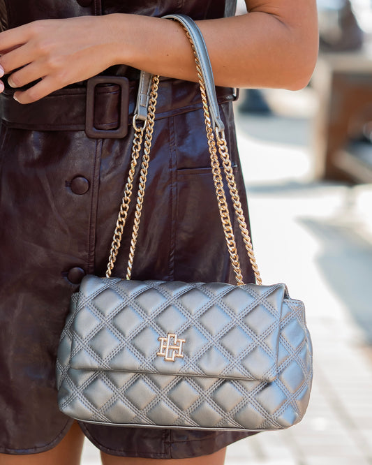 Leigh Quilted Crossbody Black Pearl DQ