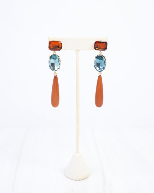 Leona Crystal Dangle Earring Brown