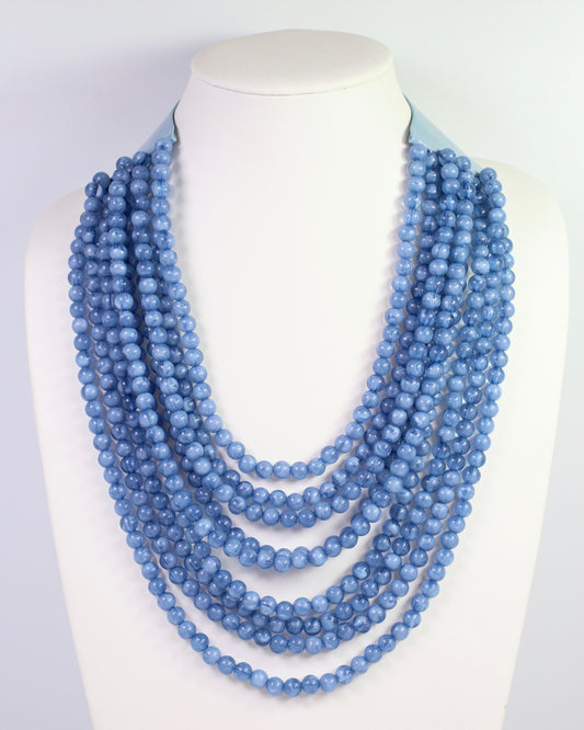 Kalin Beaded Layered Magnetic Necklace Blue