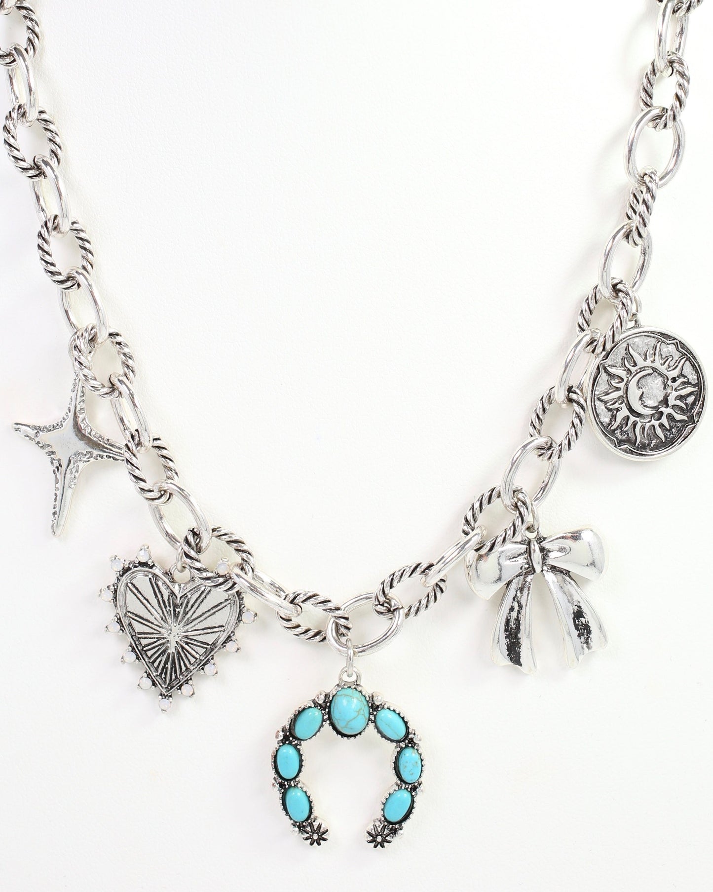 Denver Western Charm Necklace Silver