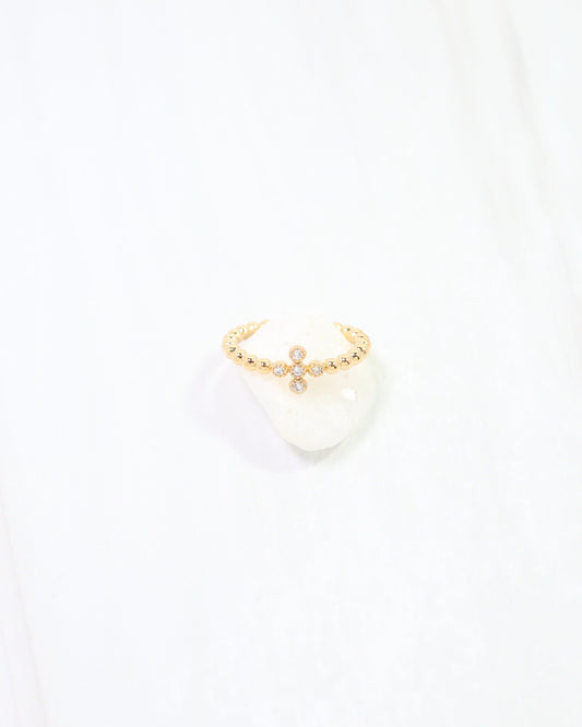 Roya Cross Dot Ring WP Gold