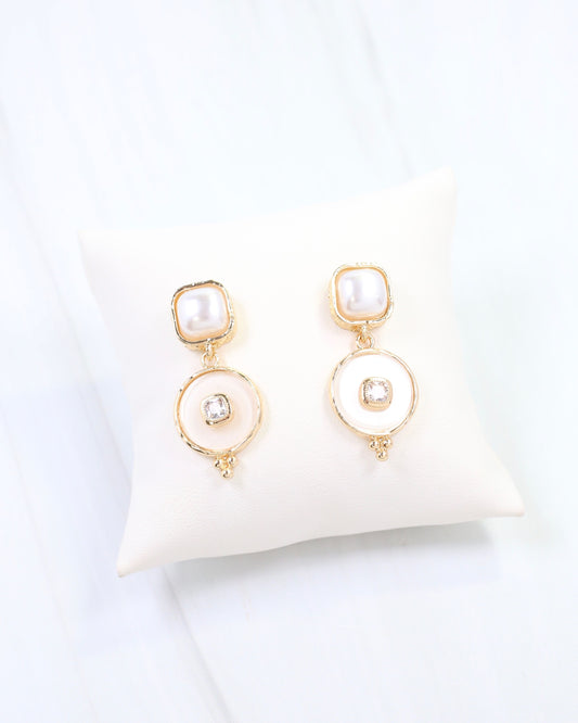 Lismore Pearl Circle Drop Earring White