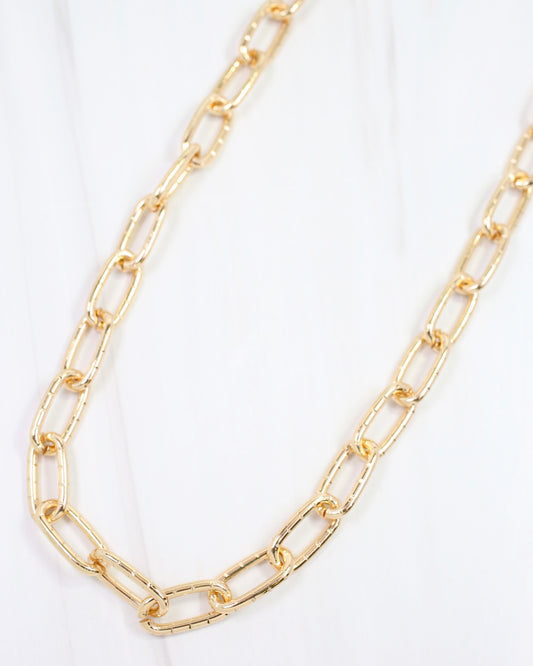 Meharry Textured Link Long Necklace Gold