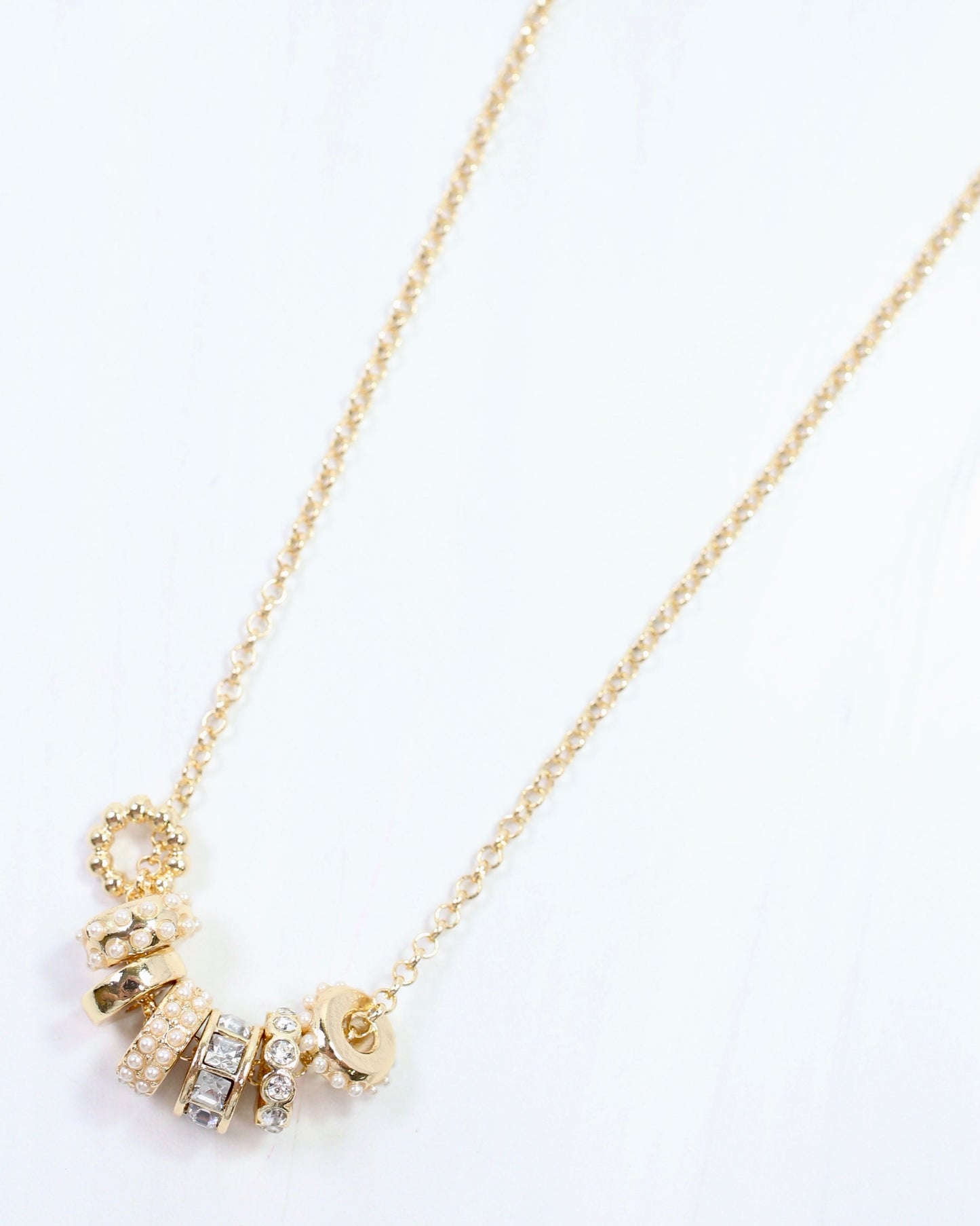 Arabella Circle Charm Necklace Pearl