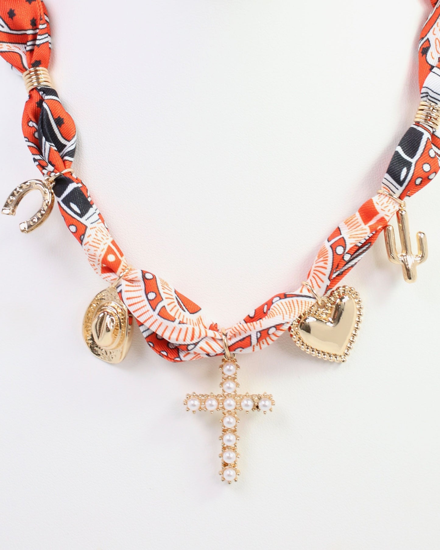 El Monte Western Charm Scarf Necklace Orange