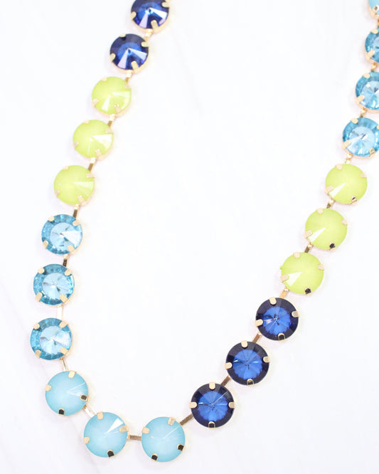 Shalimar Large Rhinestone Necklace Blue Lime