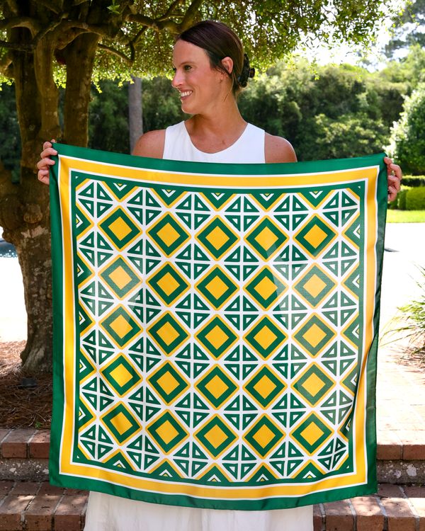 Barrett Tile Scarf Large Green Gold