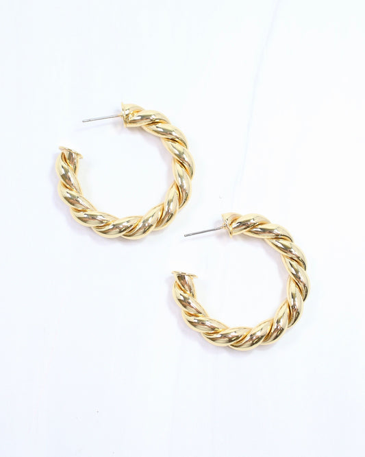 Raylee Twisted Hoop-Large Shiny Gold