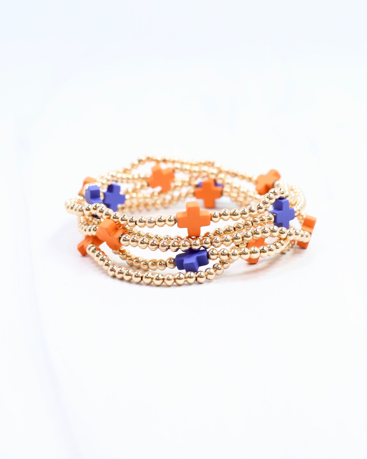 Brittany Cross Bracelet Set Orange Blue