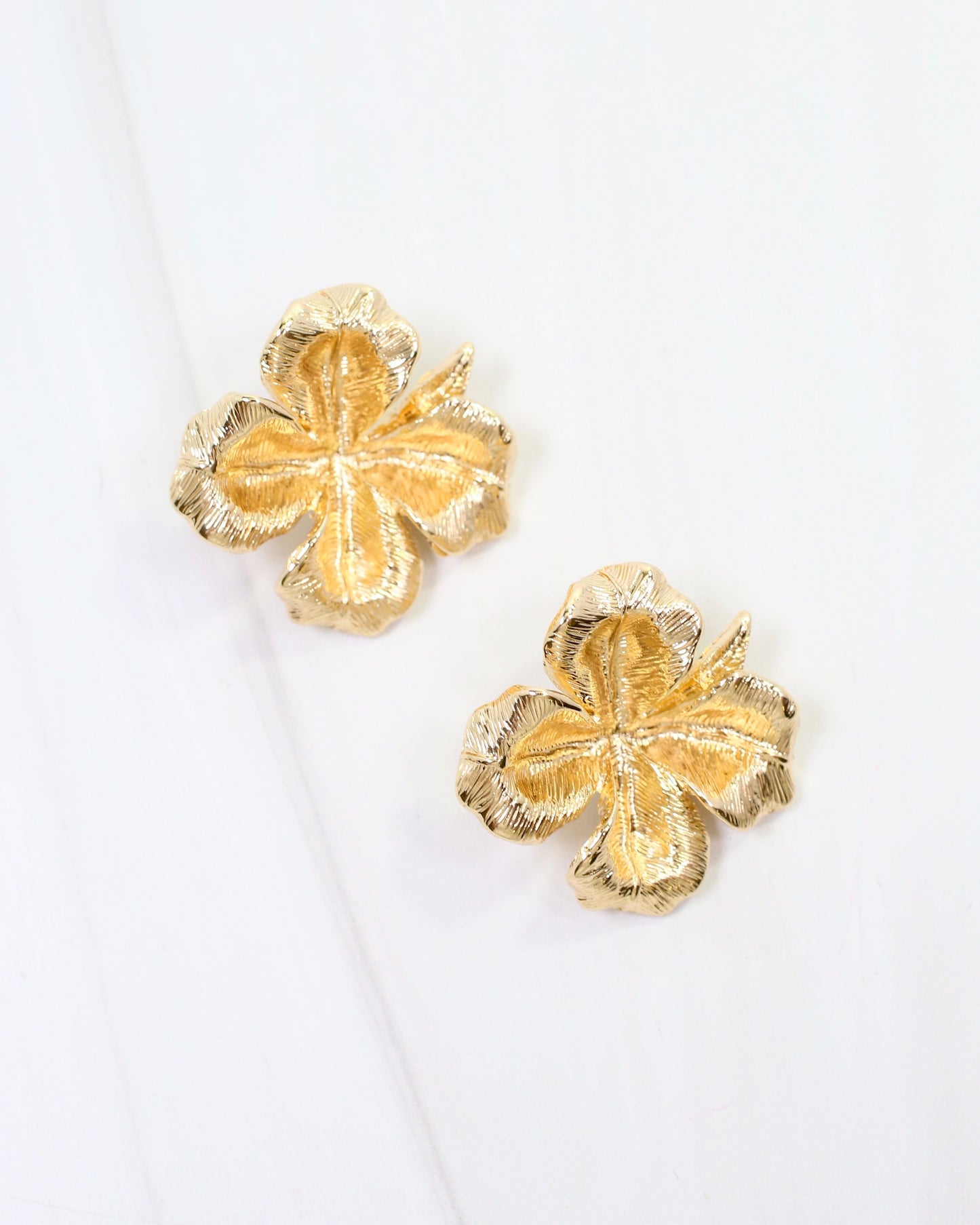 Althea Textured Flower Earring Gold