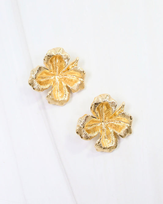 Althea Textured Flower Earring Gold