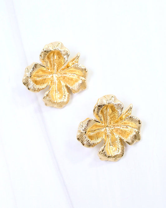 Althea Textured Flower Earring Gold