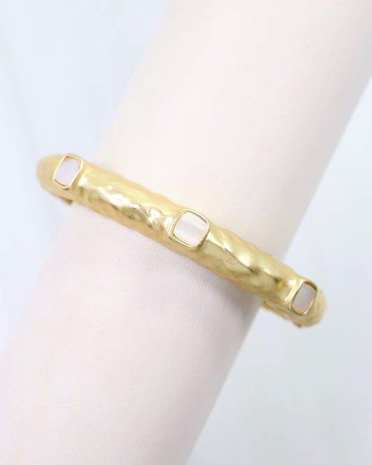 Cosette Hammered Bangle Bracelet Mother Of Pearl