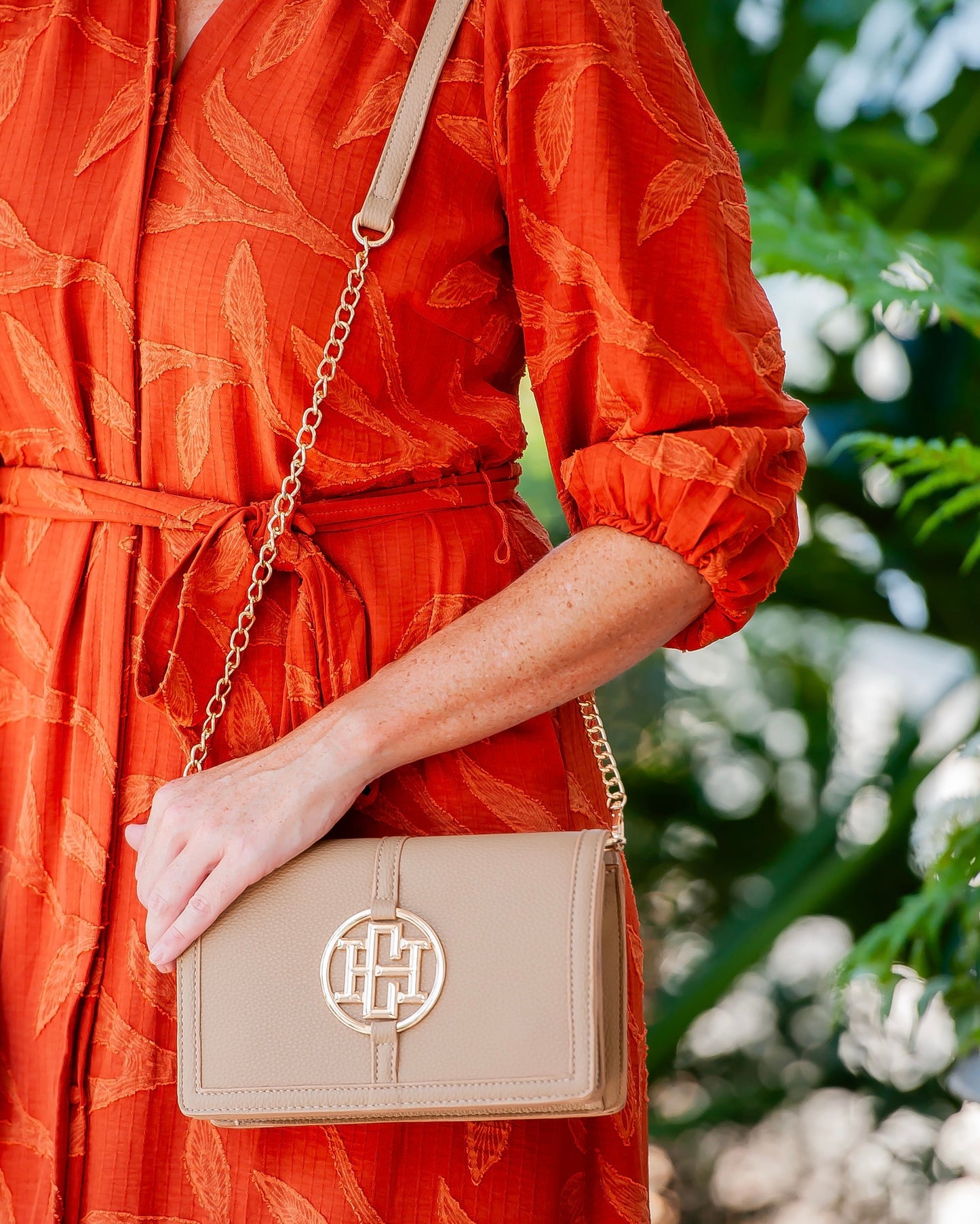 Cecilia Circle Logo Handbag Taupe