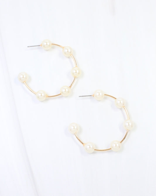 Mount Pleasant Pearl Hoop Earring Gold