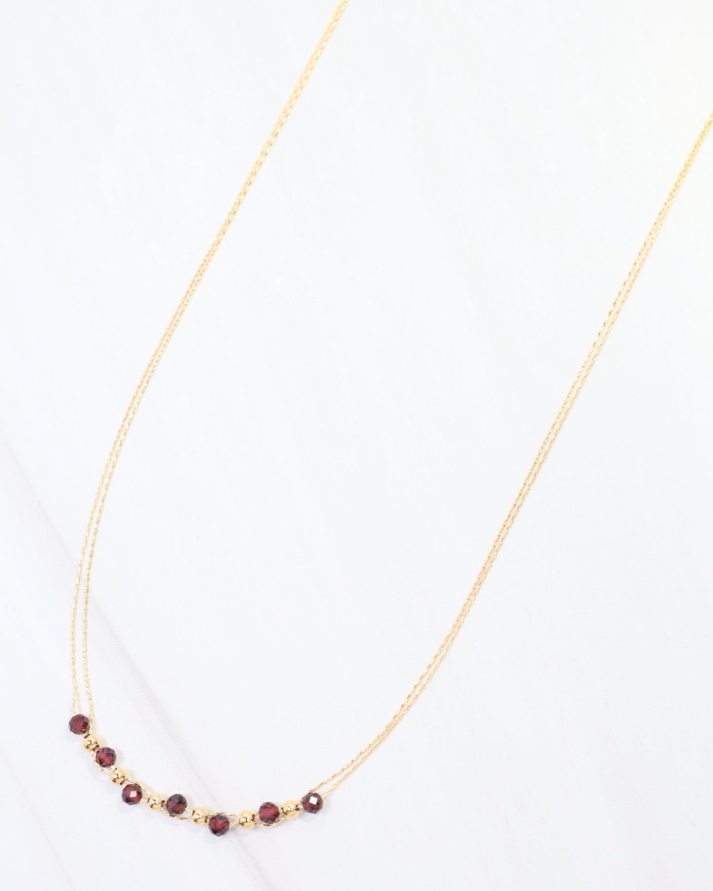 Paislee Double Strand Beaded Necklace Garnet