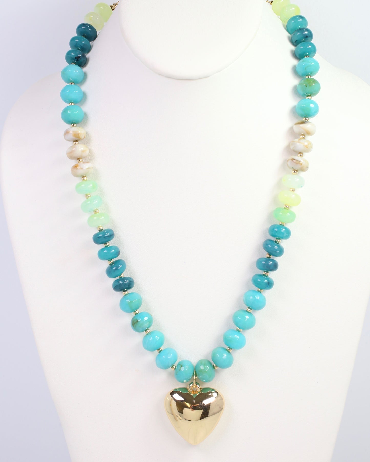 Belmont Stone Beaded Heart Necklace Turquoise