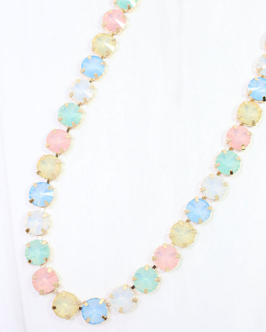 Harper Medium Rhinestone Necklace Pastel Multi