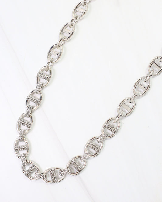 Norwich Pave Chain Necklace Silver
