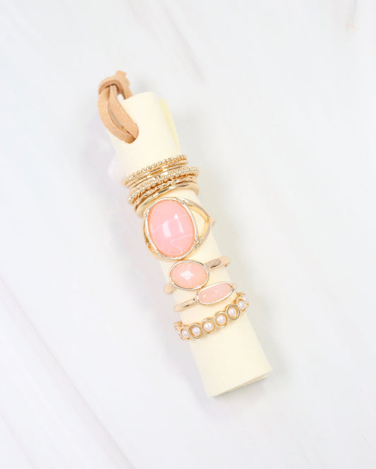 Faribault 12 Piece Ring Set Pink